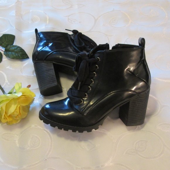 BLACK PATENT MIX NO. 6 BOOTIES - Picture 8 of 12